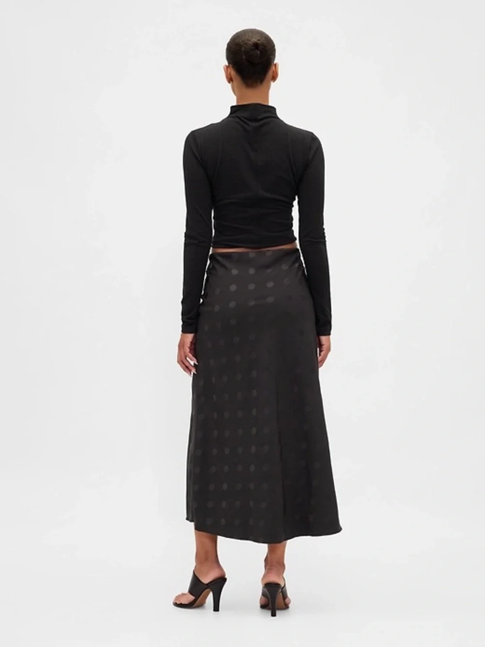 NWT GAP Black Polkadot Maxi Slip Skirt!